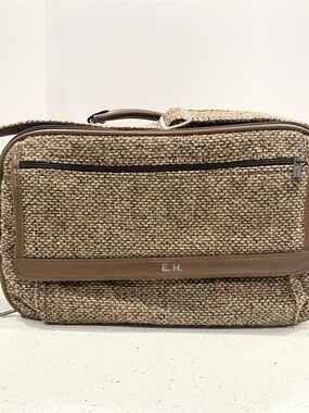 Vintage Skyway Woven Brown Laptop Briefcase with Leather Trim